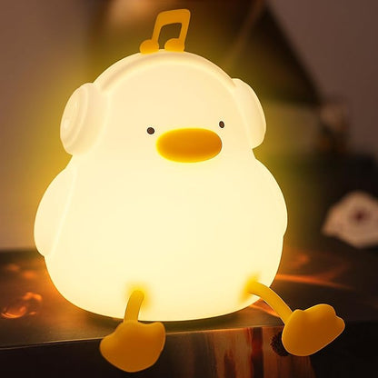 Anywin Duck Night Light, Squishy Duck Lamp, Silicone Bedside Light Up Funny Duck with Dimmer & Rechargeable,Birthday Gifts for Friends Women(Enjoy Duck)