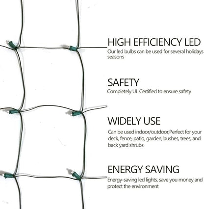 HISHINY Christmas Net Lights Outdoor, 5ftx5ft 100LED Green Wire, Connectable Bush Mesh Net Lights String for Christmas,St. Patrick's Day Party,Shrub,Yard,Tree (Green)