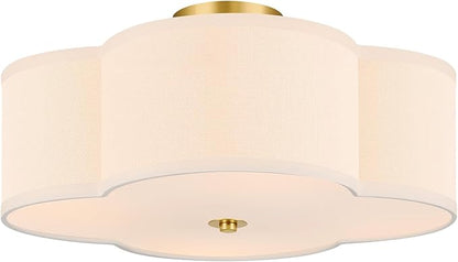VONLUCE Semi-Flush Mount Ceiling Light, 15.8" Modern 4-Light Ceiling Light Fixture with White Clover-Shaped Shade 4 E26 Sockets for Bedroom Entryway Living Room, Gold Finish, ETL Certificated