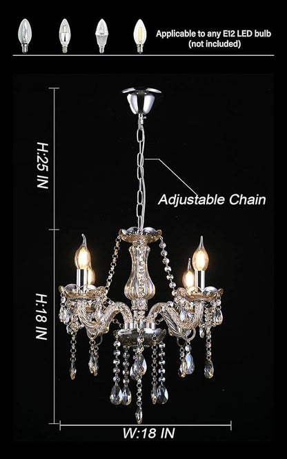 YYSHCHEN Cognac Small Crystal Chandelier,Vintage Mini Glass Chandelier for Dining Room,Living Room,Bedroom,Enrtryway