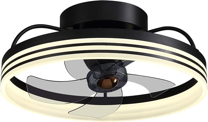 LUDOMIDE Ceiling Fans with Lights, 360° Rotating Ceiling Fan with Lights and Remote, 6 Wind Speeds Smart Low Profile Ceiling Fan for Bedroom, Kids Room and Living Room 20"