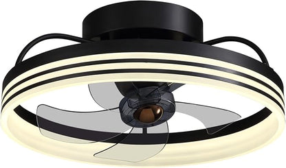 LUDOMIDE Ceiling Fans with Lights, 360° Rotating Ceiling Fan with Lights and Remote, 6 Wind Speeds Smart Low Profile Ceiling Fan for Bedroom, Kids Room and Living Room 20"