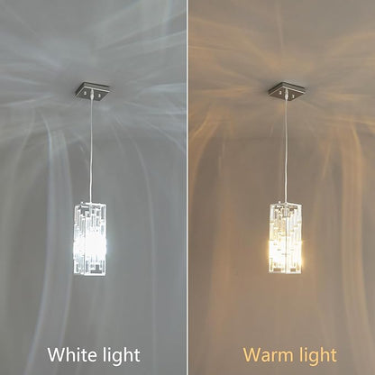 Chrome Pendant Lighting Modern Pendant Light, Mini Crystal Chandeliers,Adjustable Pendant Light Fixture for Kitchen Island Dinning Room Bedroom (2 Pack)