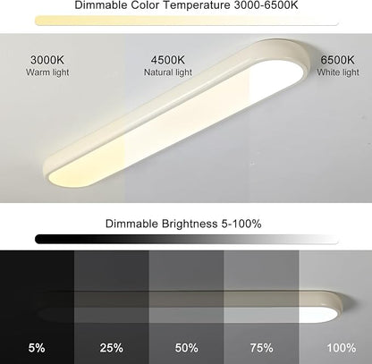 Qcyuui Dimmable LED Ceiling Light with Remote,39.4 in Long Ceiling Light Fixture,Modern Flush Mount Ceiling Lamp,Kitchen Lighting Fixtures Ceiling for Office Bedroom Hallway(Cream/48W)