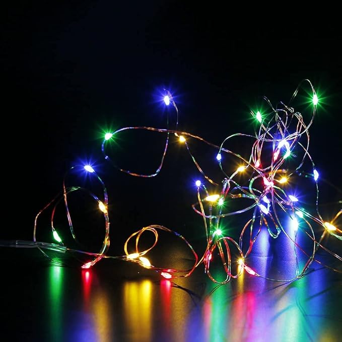CYLAPEX 12 Pack Fairy Lights Battery Operated 7ft 20 LED Mini String Lights Silver Wire Firefly Starry Moon Lights for Christmas Mason Jars Party Wedding Centerpiece Table Decorations, Multicolor