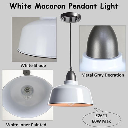 Modern Farmhouse White Pendant Light Fixture Macarons Dome Kitchen Island Pendant Lights for Home Bar Countertop Canteen Dining Room Restaurant Bedroom Bathroom