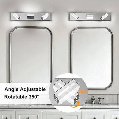 LED Modern Bathroom Light Fixtures, 3-Light 24-Inch Dimmable 5CCT Adjustable Chrome Vanity Lights for Bathroom Lighting Fixtures Over Mirror, 350° Rotatable Wall Lamp