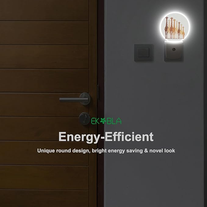 EKOBLA Giraffe Plug-in Night Light, Funny Animal LED Nightlight with Dusk to Dawn Auto Sensor for Bathroom, Hallway & Kitchen