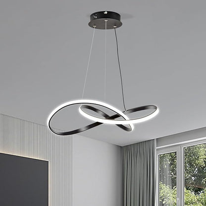 Modern LED Pendant Light Fixture，Black Contemporary Ceiling Hanging Fixture with Irregular Ring Lights for Dining Living Room Bedroom Kitchen Island Cafe（4000K，Neutral Light ）