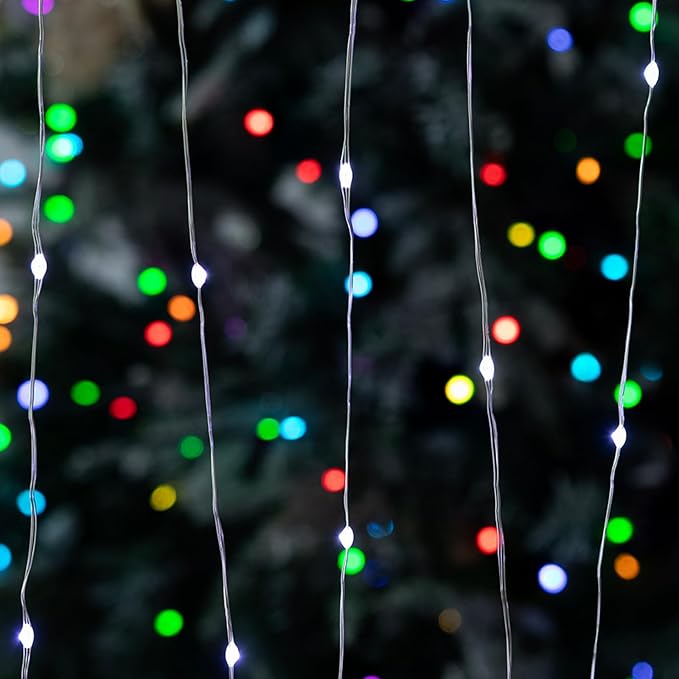Fairy Lights Plug in,200FT 600LEDs Waterproof Led String Lights,8 Modes Remote Twinkle Light for Outdoor Indoor Christmas Wedding Birthday Garden Party Decorations,Silver Wire,Cool White