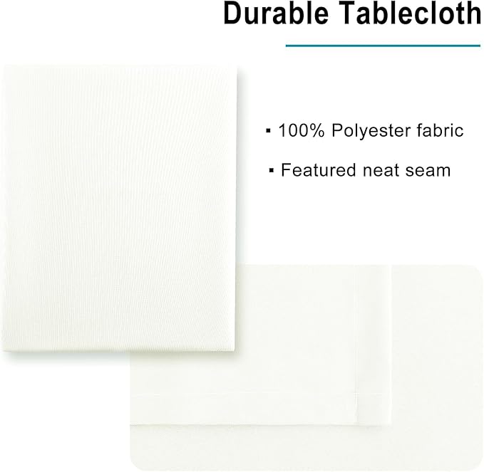 Hiasan Ivory Tablecloth for Rectangle Tables - Waterproof and Spillproof Washable Fabric Table Cloth for Dining Room Kitchen, 54 x 108 Inch