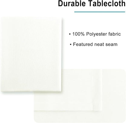 Hiasan Ivory Tablecloth for Rectangle Tables - Waterproof and Spillproof Washable Fabric Table Cloth for Dining Room Kitchen, 70 x 120 Inch