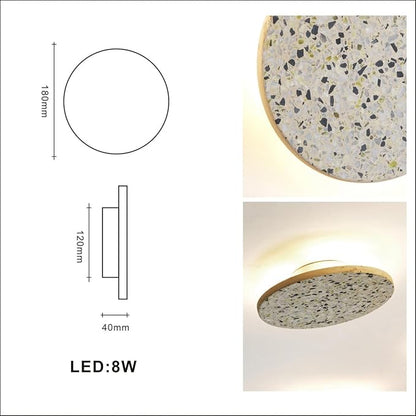 Round Wall Sconce Light,Modern Warm Light for Living Room,Led White Cement Wall Lamp Hardwired,Minimalist Flat Wall Mount Light ,Indoor Sconces Lighting for Bedroom,Hallway,Hotel,8w 3000k Wall Decor