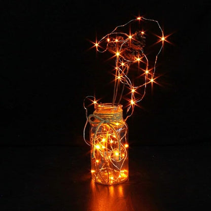 CYLAPEX 12 Pack Fairy Lights Battery Operated 7ft 20 LED Mini String Lights Silver Wire Firefly Starry Moon Twinkle Lights for Wedding Mason Jars Party Christmas Centerpiece Table Decorations, Orange