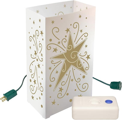 Lumabase 62810 Electric Luminaria Kit, 10.5" H x 6" L x 3.5" W, Stars