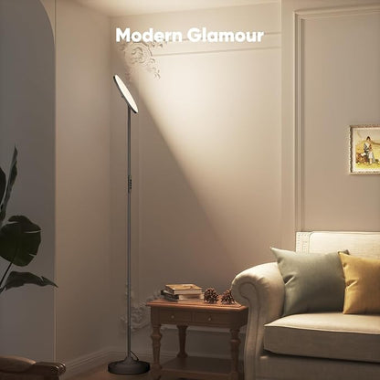 SIBRILLE 36W LED Floor Lamp, Super Bright Standing Lamp, Modern Stepless Dimmable Torchiere Tall Lamp with Remote Control, 350°Rotating Head Reading Floor Lamp for Living Room, Bedroom, Office