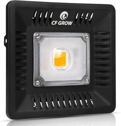 Waterproof 100W LED Grow Light Full Spectrum, CFGROW 3500K White COB LED Grow Light, Natural Heat Dissipation Without Noise, Suitable for Plants All Growing Stage Indoor or Outdoor.