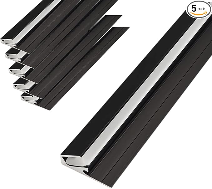 JARBIH 5Pack Surface Mounted LED Linear Aluminum Profile, 45 Degree Led Bars Invisible Oblique Beam Lamp Bookcase Layer Shelf Led Channel Kitchen Closet Hidden Lighting(50cm, Black)