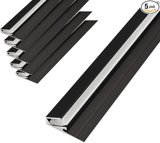 JARBIH 5Pack Surface Mounted LED Linear Aluminum Profile, 45 Degree Led Bars Invisible Oblique Beam Lamp Bookcase Layer Shelf Led Channel Kitchen Closet Hidden Lighting(50cm, Black)