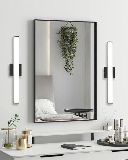 Bathroom Vanity Light Brushed Nickel Square LED 24 inch 14W 4000K Natural White Light Wall Bar Lighting Fixtures Over Mirror (Matte Black, 24inch 4000K Dimmable)
