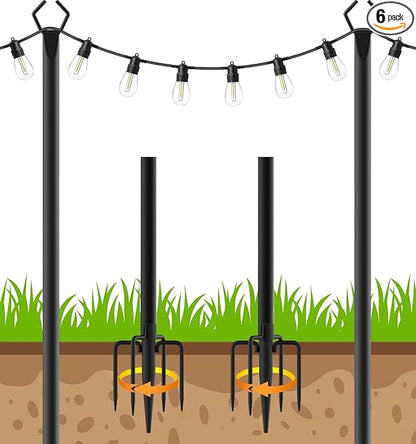 AHRLHR 2 Pack String Light Poles,Poles for Outdoor String lights10 Ft Metal Poles with Fork for Outdoor String Lights,Outdoor Light Poles with Fork,Patio,Deck,Backyard