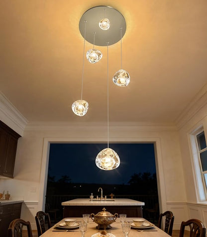 HAIXIANG Modern LED Chandeliers for Dining Room Kitchen Pendant Lights Lighting for Island Dimmable Fixtures Bubble Crystal Floating Chandelier LED Lights Brushed Nickel