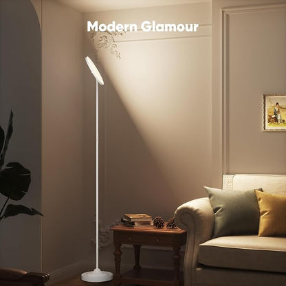 SIBRILLE 36W LED Floor Lamp, Super Bright Standing Lamp, Modern Stepless Dimmable Torchiere Tall Lamp with Remote Control, 350°Rotating Head Reading Floor Lamp for Living Room, Bedroom, Office