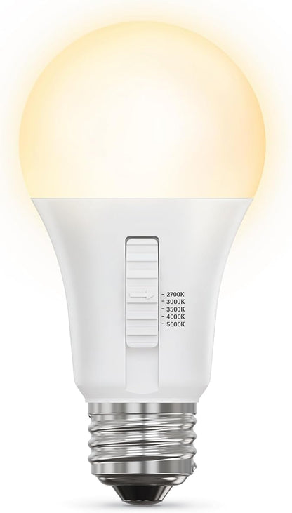 Feit Electric A19 LED Light Bulb, 60W Equiv, Non-Dimmable, Selectable Color Temperatures (2700K-5000K), 800 Lumens, General Purpose Light Bulbs, 17,000-Hour Lifetime, OM60/5CCT/15KLED/10, 10 Pack