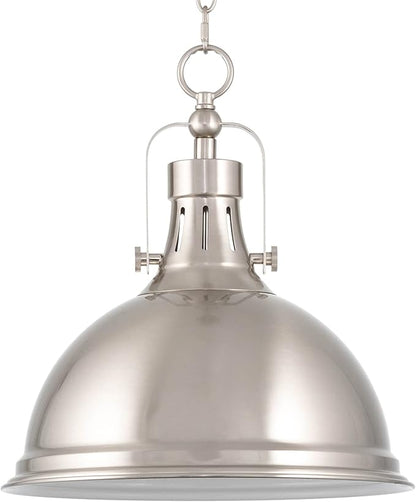 Kira Home Belle 14" Modern Industrial Pendant Light with Dome Shade, Retro Metal Silver Hanging Light, Brushed Nickel Finish