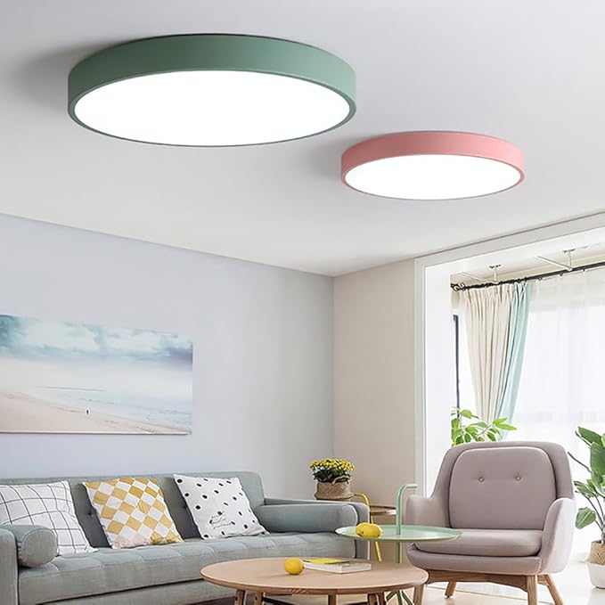 LED Ceiling Light Fixture,20 Inch Modern Round Recessed Ceiling Lights,3000K-6000K Ceiling Lamp Dimmable Light,36W Green Close to Ceiling Lighting Flush Mount Living Room Bedroom