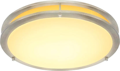 Sylvania 16" Saturn Ring LED Light Fixture, 35W, 5 Temperature Select, Dimmable, 2500 LMS, Brushed Nickel, for Family Rooms/Hallways/Kitchens/Bedrooms - 1 Pack (67229)