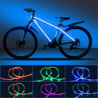 Bike Lights LED Bicycle Frame Light for Night Riding,Waterproof Strip Light Battery Powered with RGB Color, Bright Decoration Lights for Scooter,Trike,Bike Lighting Accessories