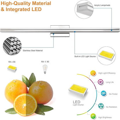 SineRise LED Modern Bathroom Vanity Light Bar (40-Inch, 3000K/4000K/6000K), Chrome Dimmable Modern Acrylic Bathroom Wall Lighting Fixtures Over Mirror