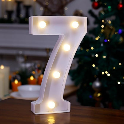 LED Marquee Sign Light Up Letters, Alphabet Light Up Letters Sign, Battery Powered LED Letter Lights for Night Light, Wedding, Birthday, Party, Christmas or Home Decor (Number 7)