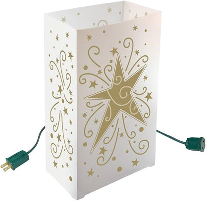 LumaBase Electric Luminaria Kit, Gold Star - Set of 10