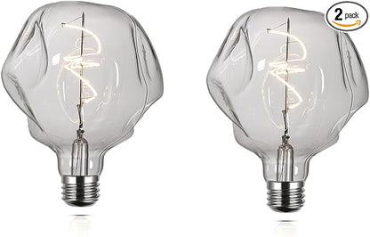 G125 Large Globe Dimmable LED Edison Bulb,2700K Soft WhiteClear Glass,Vintage Oversized Alien ShapeDecorative E26Light Bulb,5watt 400LM Giant Big Bulbs For Bedroom Living Room Pendant Table Lamp 2Pack