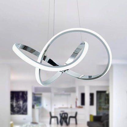MAYNA LED Pendant Light with Irregular Ring Lights,Modern LED Chandelier, Dimmable Contemporary Ceiling Light Fixture for Dining Room Bedroom Kitchen Island Cafe, 6000K White
