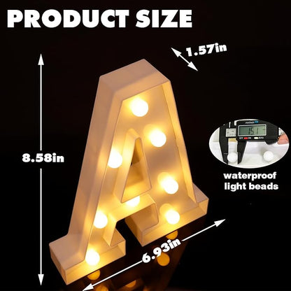 Small Led Marquee Letters, Light Up Letters, 8.58 Inch Led Letter Lights, Battery Powered Lighted Sign for Table, Party, Birthday, Christmas Decor (Letter A)