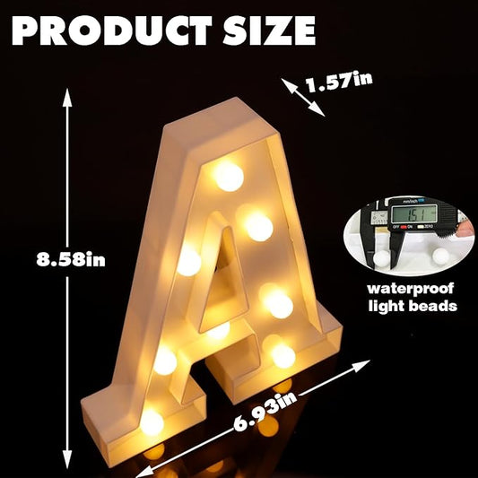 Small Led Marquee Letters, Light Up Letters, 8.58 Inch Led Letter Lights, Battery Powered Lighted Sign for Table, Party, Birthday, Christmas Decor (Letter A)