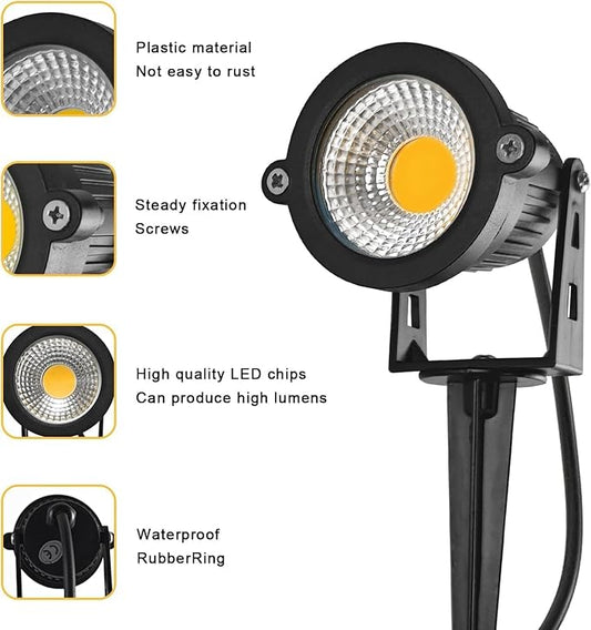Low Voltage Landscape Lights 10W 12V Landscape Lighting with Connectors Warm White Waterproof Outdoor Spotlights for Trees Pathway Lawn Yard （5 Pack）