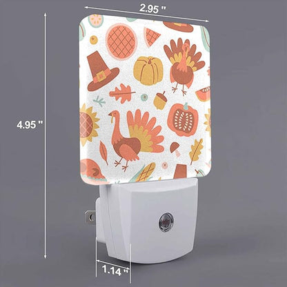 LED Night Light Plug into Wall with Dusk to Dawn Light Sensor White Energy Efficient Pumpkin Turkey Pie Pastel Color Nightlight for Bedroom Bathroom Hallway Living Room Kitchen