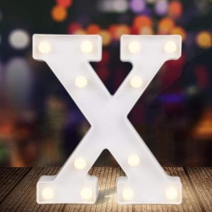ODISTAR LED Light Up Marquee Letters, Battery Powered Sign Letter 26 Alphabet with Lights for Wedding Engagement Birthday Party Table Decoration bar Christmas Night Home,9’’, White (X)