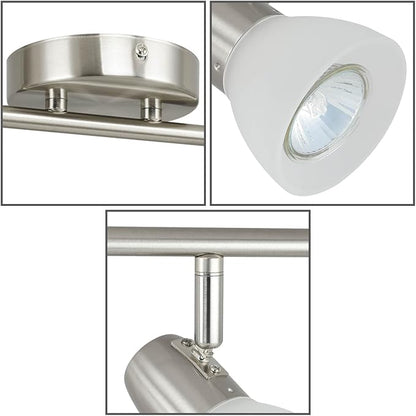XiNBEi Lighting Track Light, Modern Fixed Rail Lighting with Glass, 4 Light Kitchen Ceiling Light Brushed Nickel XB-TR1237-4-BN