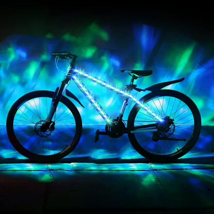 Bike Lights LED Bicycle Frame Light for Night Riding,Waterproof Strip Light Battery Powered with RGB Color, Bright Decoration Lights for Scooter,Trike,Bike Lighting Accessories