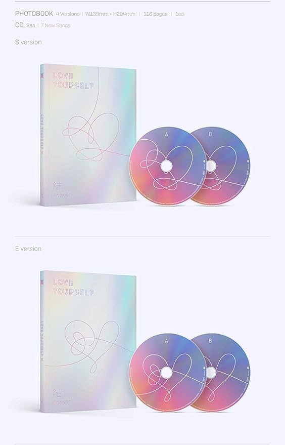 BTS - [Love yourself 結 ‘Answer’] 4th Album 4 VER SET 2CD+116p PhotoBook+20p Mini Book+1p PhotoCard+1p Sticker+extra Photocards Set (4p) K-POP Sealed