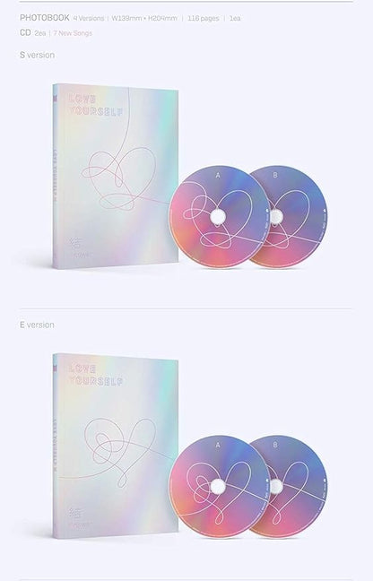 BTS - [Love yourself 結 ‘Answer’] 4th Album 4 VER SET 2CD+116p PhotoBook+20p Mini Book+1p PhotoCard+1p Sticker+extra Photocards Set (4p) K-POP Sealed