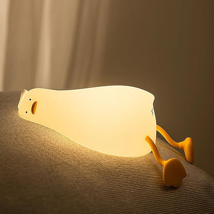 Lying Flat Duck Night Light with Timer, 3-Level Dimmable USB Rechargeable Bedside Lamp, Soothing Nursery Decor Gift for Kids, Boys, Girls, Teens