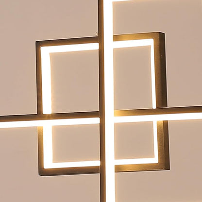 ORANOOR Modern LED Chandelier Lighting, Dimmable Linear Black Pendant Light with Squares, 39in Dining Room Hanging Light Fixture, Kitchen Island Pendant Light for Dining Table Bar (3000lm/50W)