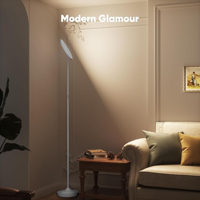 SIBRILLE 36W LED Floor Lamp, Super Bright Standing Lamp, Modern Stepless Dimmable Torchiere Tall Lamp with Remote Control, 350°Rotating Head Reading Floor Lamp for Living Room, Bedroom, Office