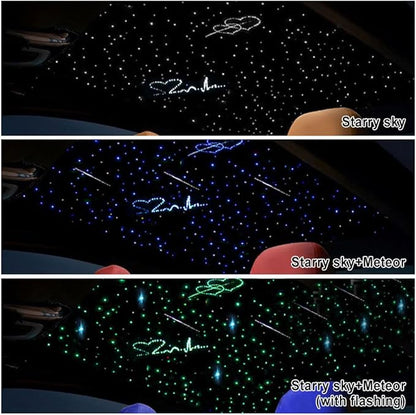 Dual Port 32W Twinkle Meteor 2 in 1 Starlight Headliner Light Kit with 1200pcs 9.8ft Fiber Optical Cable RGBW Light Source Sound Activated APP/Remote Control for Car/Home/Party